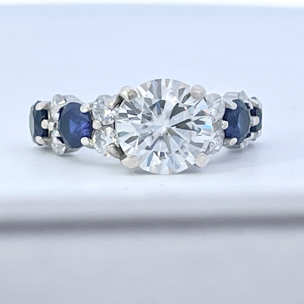 3ct Moissanite with Sapphires - Model Sample - Picture 1 of 5